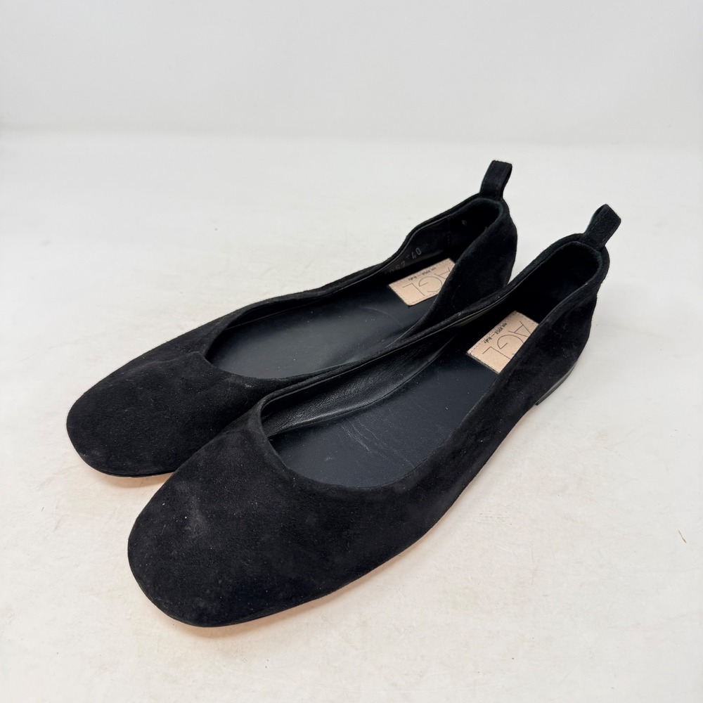 AGL Ballet Flats Black 40 Suede Leather Italian Luxury Minimalist Chic Shoes